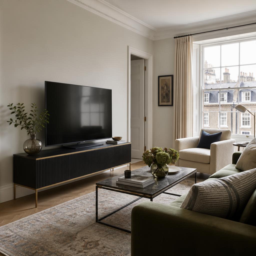 A modern display that can complement vintage televisions in a mixed setup